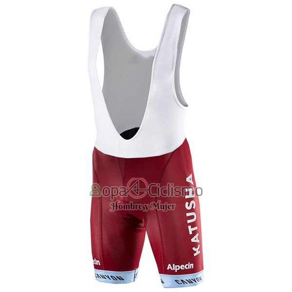 Katusha Alpecin Ropa Ciclismo Culotte Corto 2017 Mangas Cortas Rojo y Blanco